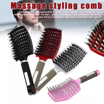 

2019 Hot Bristle Hair Brush Detangler Comb Styling Tool for Long Thick Curly Hair New Fashion Women Girl Hair Styling Tool t6