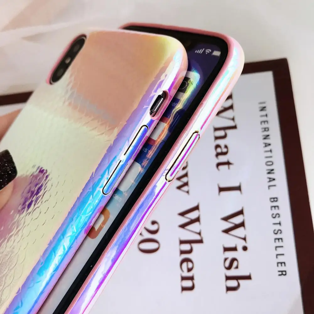 Чехол для телефона с лазерным градиентом и крокодиловой текстурой iPhone 11 Pro Max XR X XS