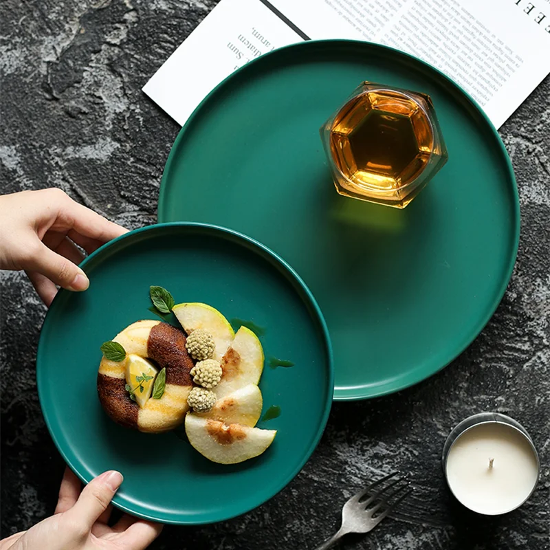 

Scandinavian Pure Color Ceramic Dish Home Restaurant Serving Dish Breakfast Tableware Steak Plate Wedding Party Dinner Plates