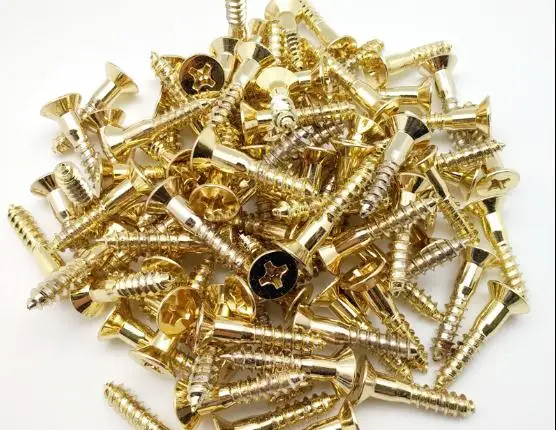 10pcs Piano repair parts, imitation gold-plated iron plate fixing screw iron plate screw