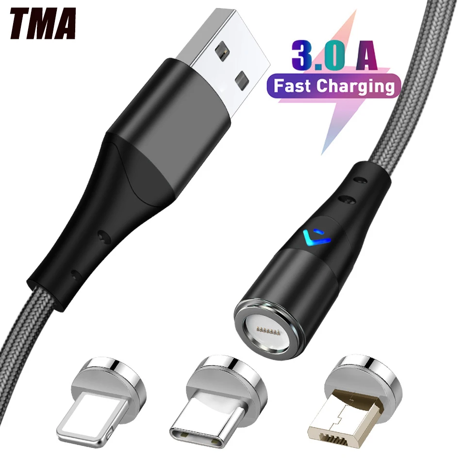 Магнитный кабель для передачи данных Быстрая зарядка Micro USB Type C адаптер Шнур iPhone 11