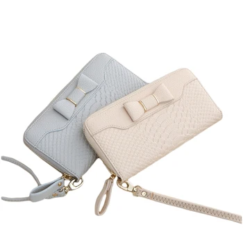

Useful Candy Color Bow PU Leather Wallet Fashion Women Card Holder Money Bag Long Women Leather Wallet Coin Purse carteira
