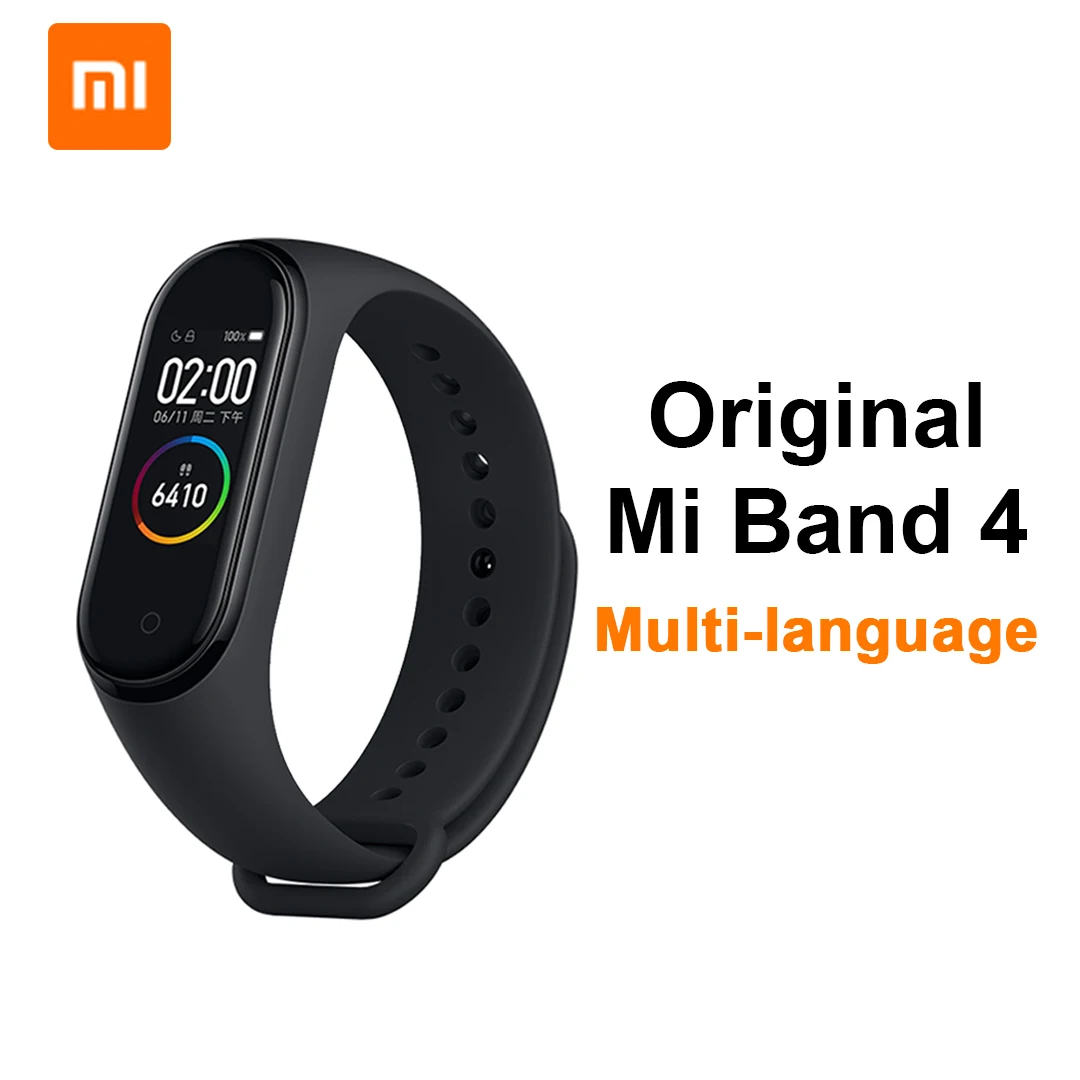 Xiaomi mi браслет 4 mi Band 4 standard Verion умный фитнес-браслет частота сердечных сокращений 50 м Водонепроницаемый Bluetooth 5,0 - Цвет: Black