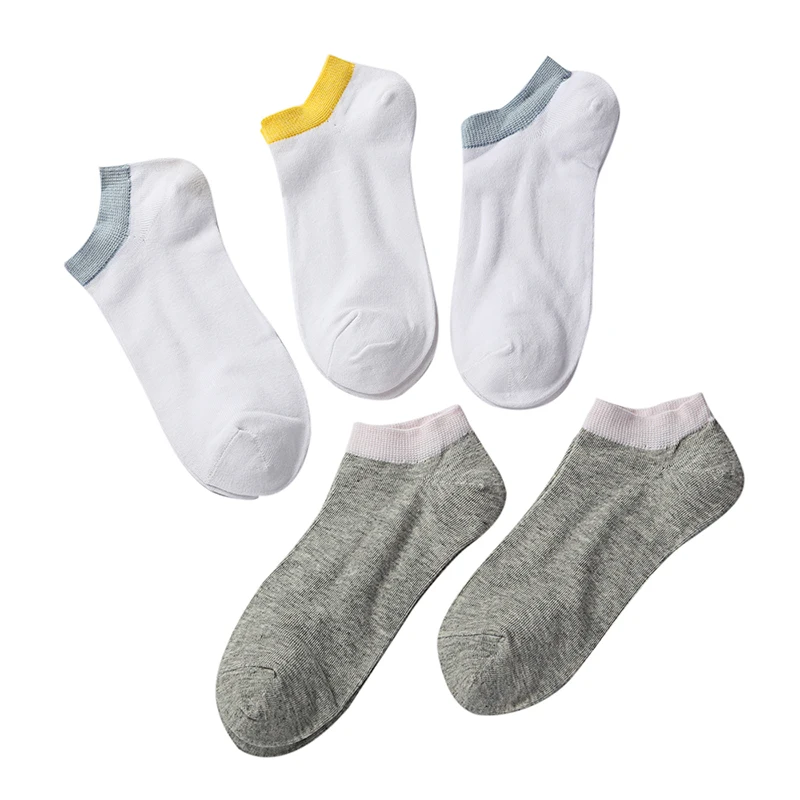 5 пар/лот,, модные зимние Хлопковые женские короткие носки, женские дышащие носки высокого качества для девочек, мягкие однотонные носки