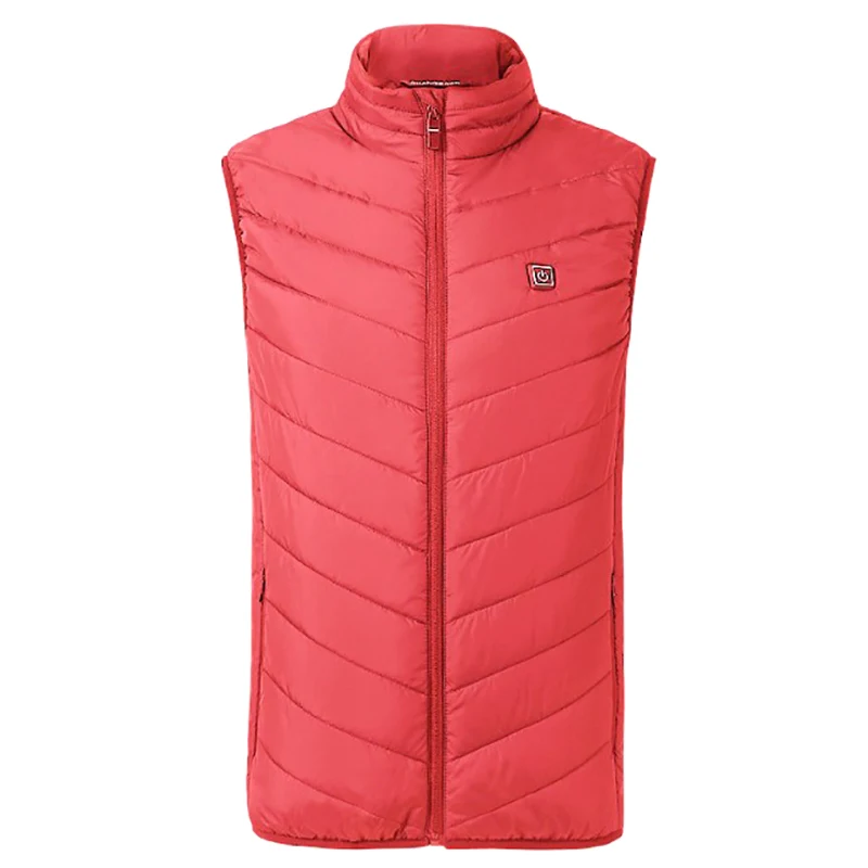 USB Graphene Heating Men Solid Color Zipper Sleeveless Vest Lapel Pocket Lightweight Warm Outdoor Tops