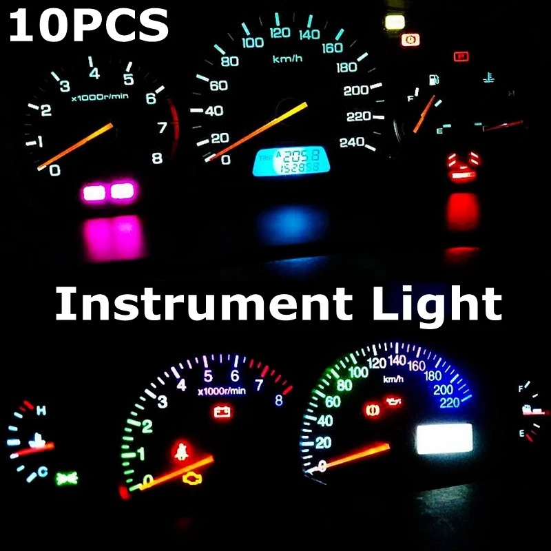 10Pcs B8.5D B8.4D B8.3D T3 T4.2 T4.7 T5 T6.5 T10 W5W LED 전구 자동차 계기판 램프 자동 대시 보..