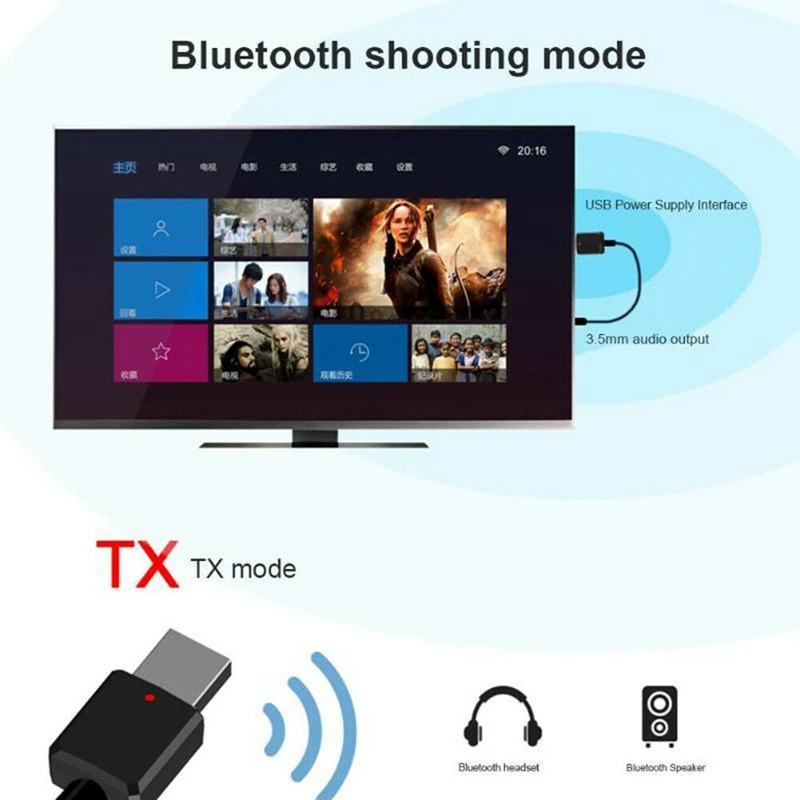 USB Bluetooth 5,0 аудио приемник передатчик 3,5 мм стерео музыка беспроводной адаптер для ТВ компьютер Динамик Наушники