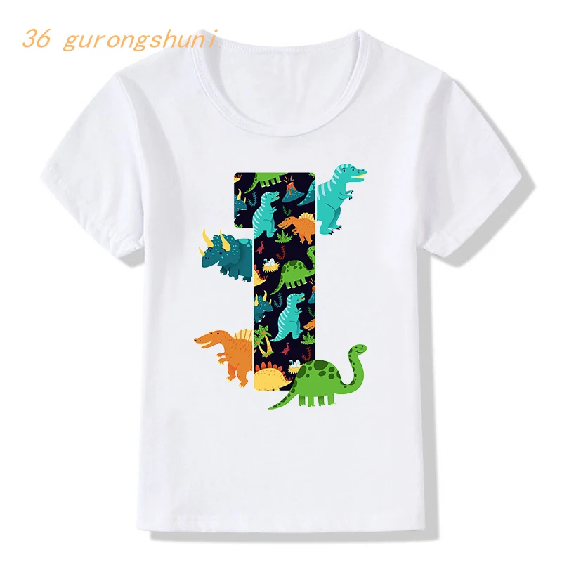 t shirt boys t shirts Happy birthday 2 3 4 5 years kids tshirt cartoon dinosaur t-shirts tops for girls shirts children clothes t-shirt for kid girl	