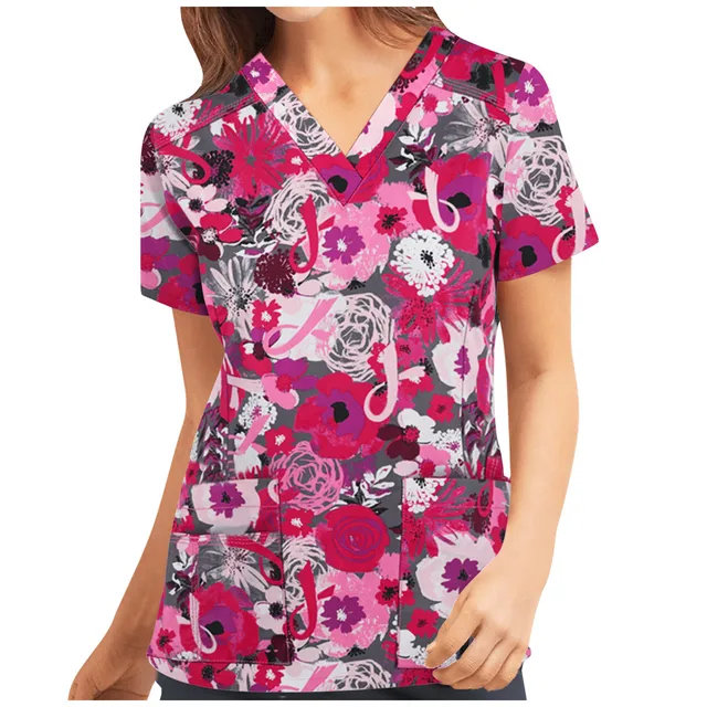 Teeth Print Scrub Tops Women Dentist Working Uniform Nurse Scrub Uniformes Medicos Para Mujer Tooth Hospital Workwear A50 HT