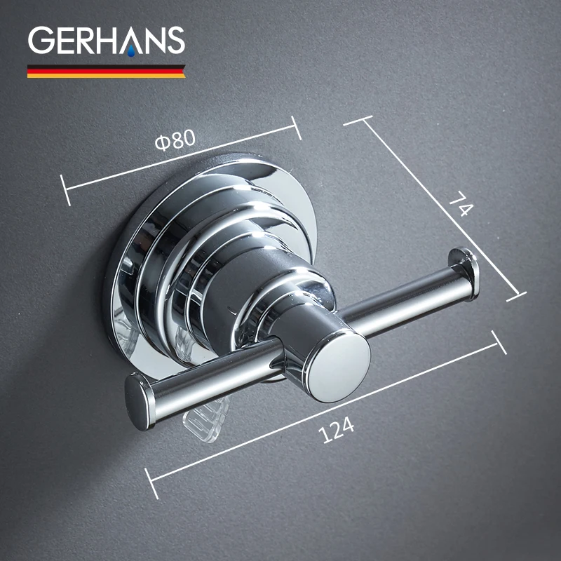 GERHANS Accessories K24205 Крючок двойной на вакуумных присосках Цвет: Хром|Крючки для