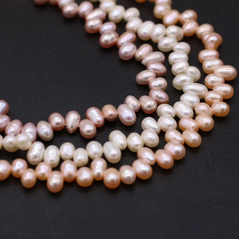 Freshwater Pearl 4-5mm Orange Pearl Rice  Jewellery Making Beads on 15.5" 2 S... 