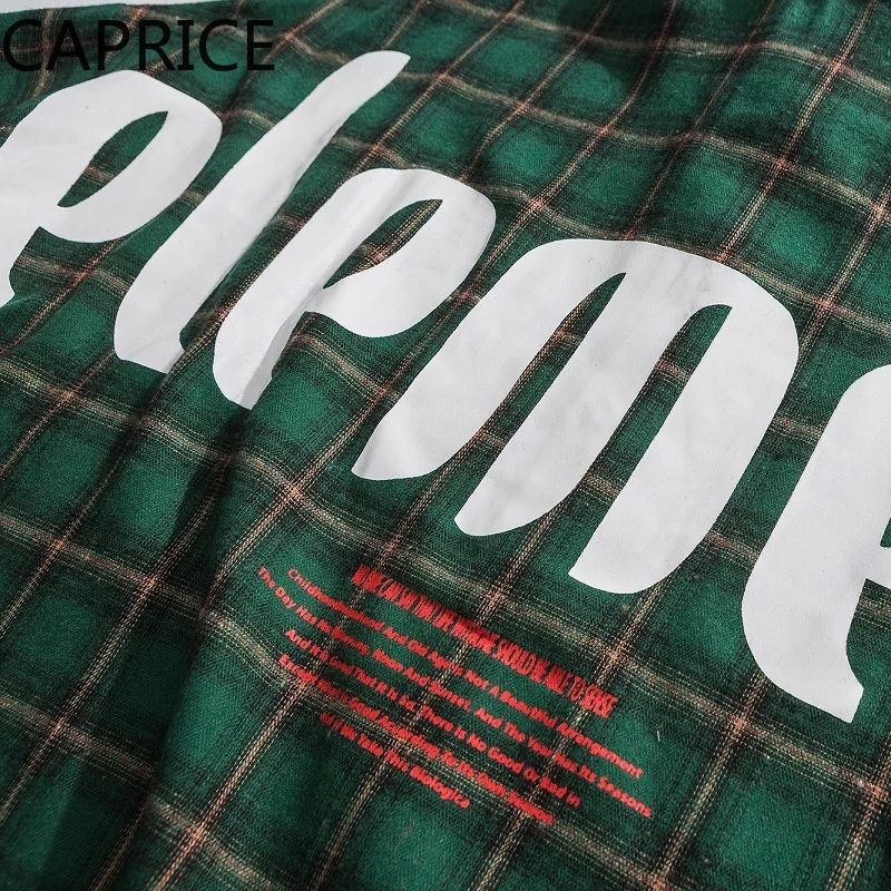 2019 green Plaid Long Sleeve Shirts Men Hip Hop Casual Pocket Button Up Shirts Fashion Streetwear