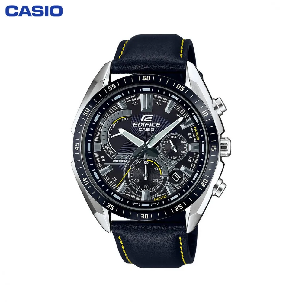 Наручные часы Casio EFR-570BL-1AVUEF мужские с кварцевым хронографом на кожаном ремешке |