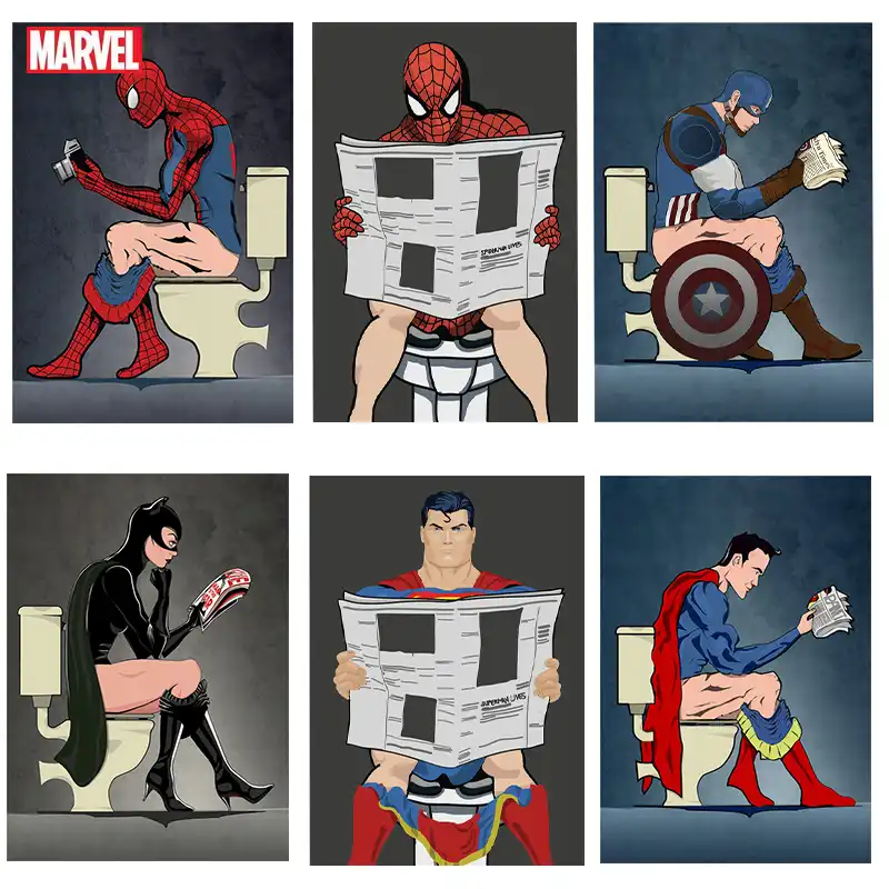 Tableau Mural Avec Dessin Anime De Marvel Super Heros Nordique Dans Les Toilettes Peintures Module De Decoration Pour La Maison Moderne Salle D Affiche Aliexpress
