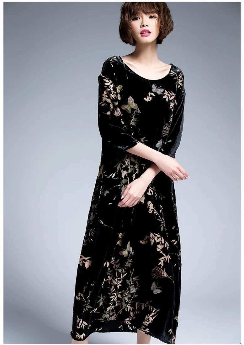 145 см стрейч бархатная ткань метр цифровая печать по бархатной ткани материал cheongsam платье ткань с бабочками