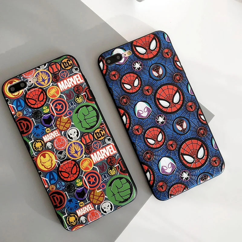

Cool Marvel spiderman phone case for iphone XR XS MAX X soft IMD protective back capa for iphone 7 8 6 6s plus fundas coque