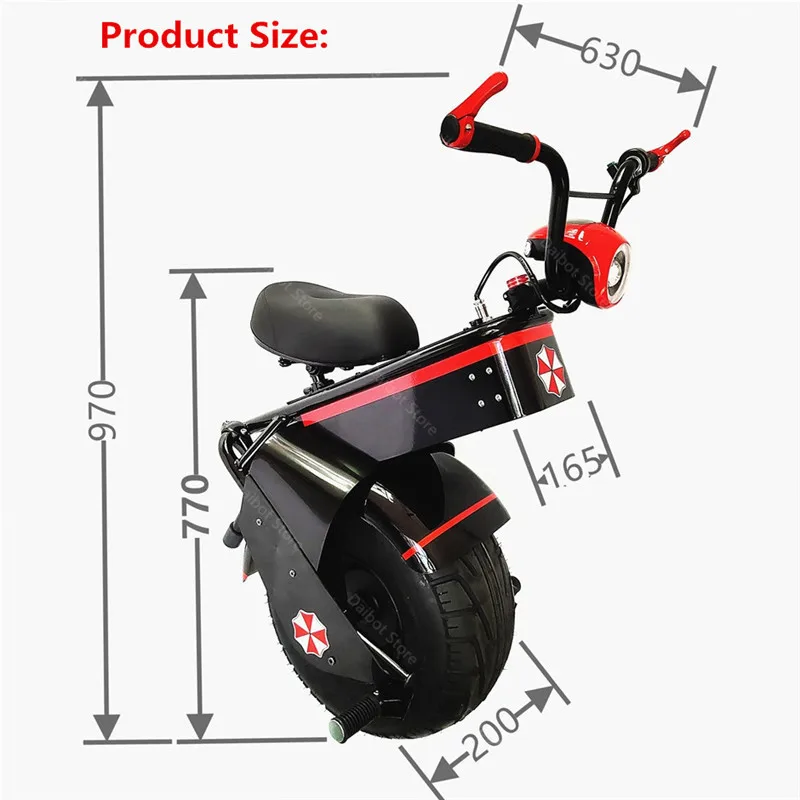 Electric Scooter 1500W One Wheel Self-balancing Scooter Motorcycle Seat 110KM 60V Electric Monowheel Scooter 18 Inch Wide Wheel  (8)