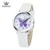 Hot Sale Cartoon Pattern Children's Boys Girls Kids Purple Butterfly Leather Quartz Wrist Watch Clock Gifts Bracelet Reloj 3