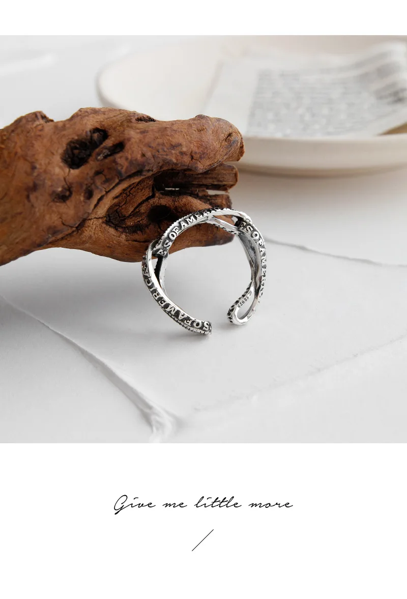 F.I.N.S персонализированные женские модные кольца S925 Серебряные кольца для женщин Ретро английские слова вино витое женское кольцо в стиле панк; бижутерия