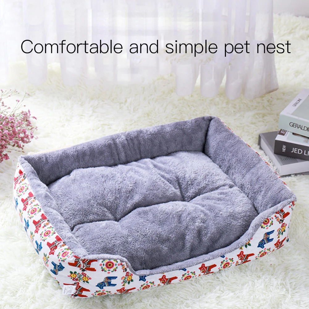 Small And Medium Dog Kennels Dog Beds For Medium Dogs Winter Warm Square Dog Mat Pet Dog Cat Puppy Cotton Nest