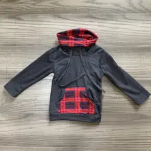 Осенне-зимняя одежда для маленьких девочек детский топ, футболка серый клетчатый свитер с отложным воротником хлопковая толстовка с длинными рукавами и оборками