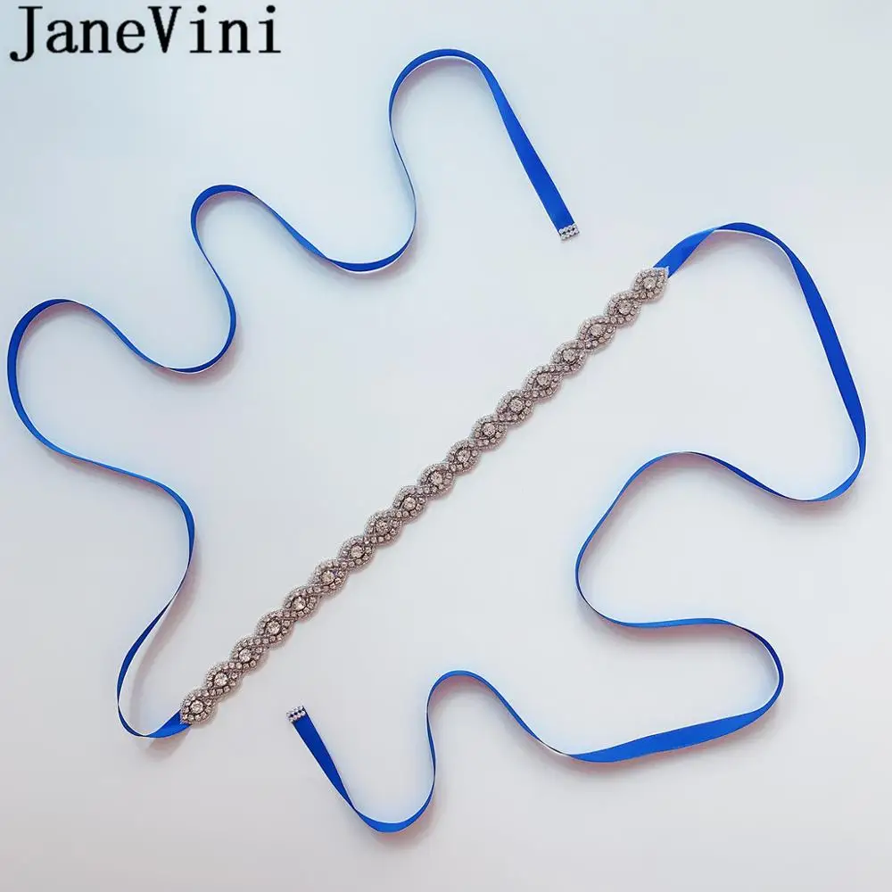 JaneVini Роскошный Серебряный горный хрусталь свадебный пояс лента свадебное платье с украшением из бусин ремни и пояса Ceinture Femme Mariage