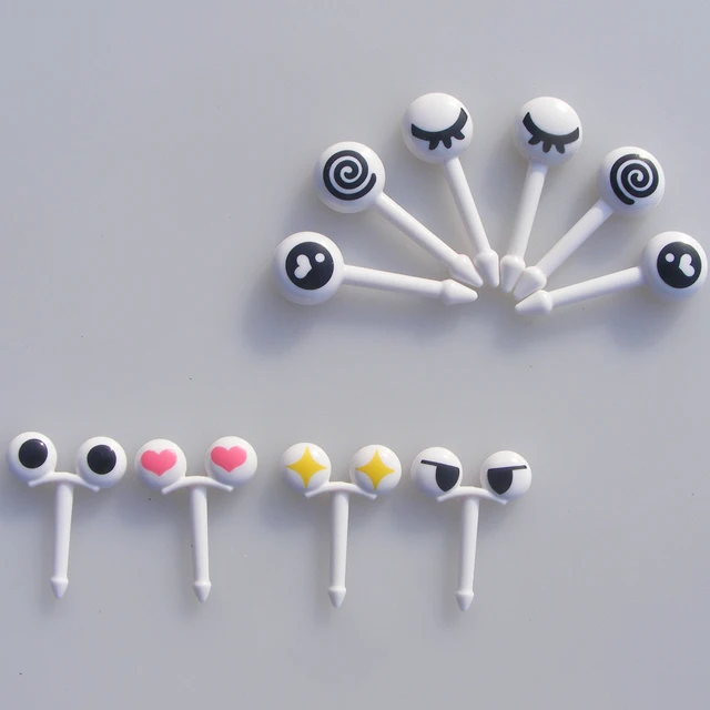 Szép 6/10 db Műanyag Gyümölcs Fogpiszkáló Szemű Rajzfilm Villák - Image 3