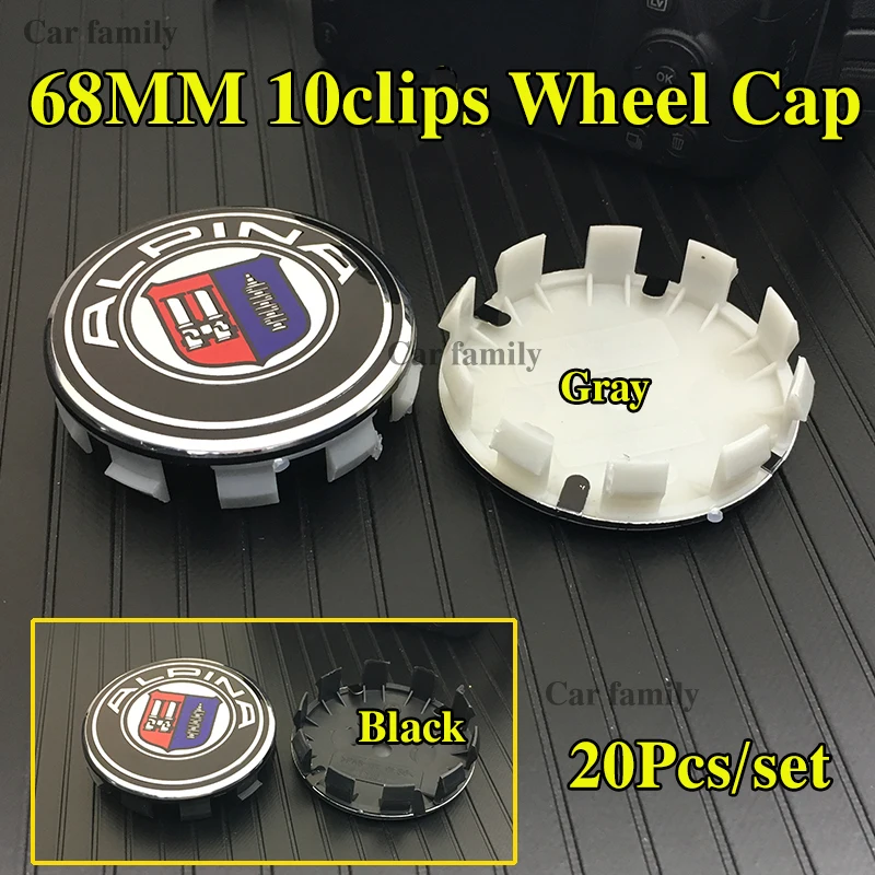 

20pcs 10Clips abs Car Wheel Hub caps label car emblem stickers 68mm Auto Wheel Center Emblem Cover for bmw