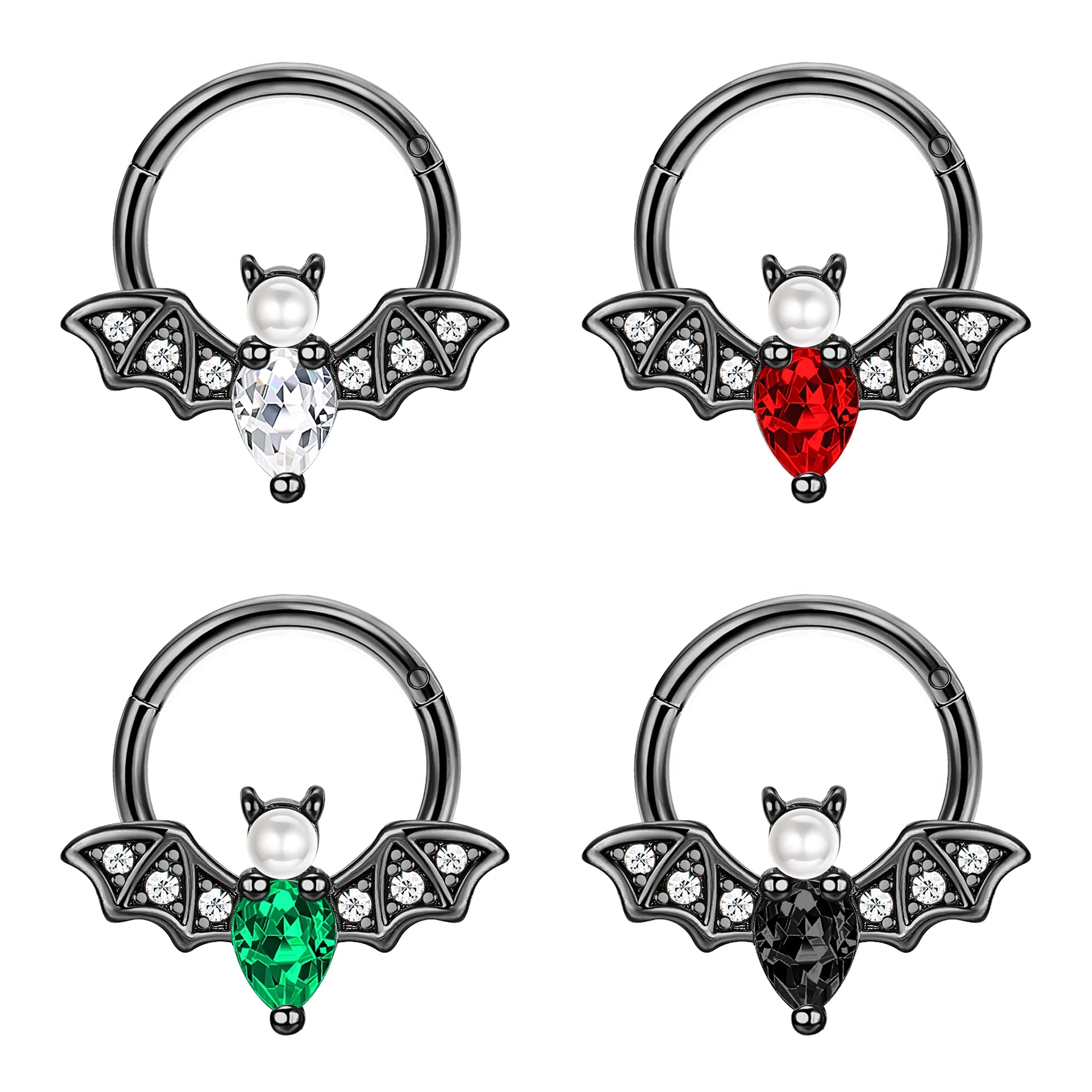 

1Pc 16G Bat Septum Ring Nipple Rings Nose Ring Septum Clicker CZ Daith Earrings Rook Helix Tragus Cartilage Ear Piercing Jewelry