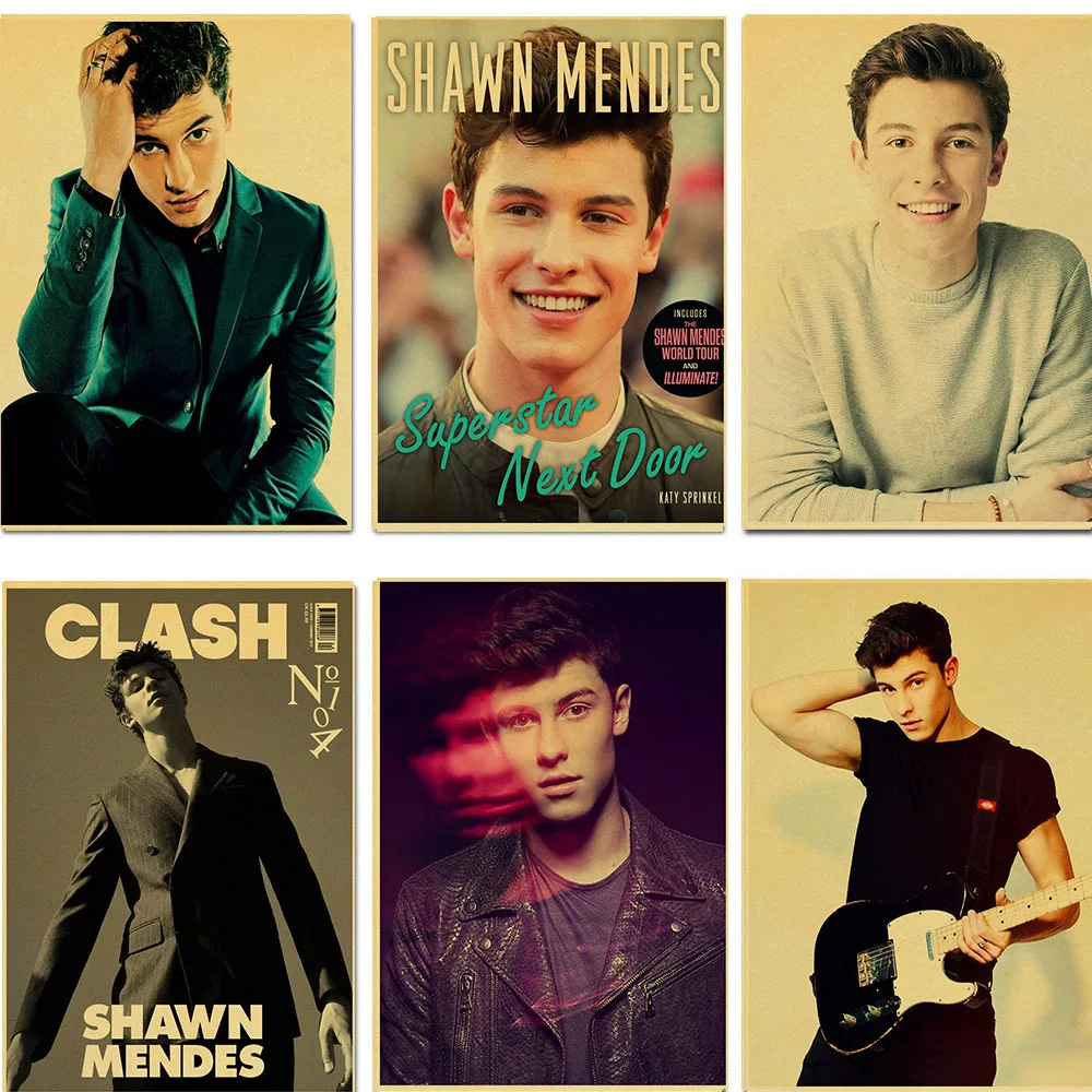 Shawn Mendes Handsome Singer Retro Poster Prints High Quality Wall Stickers For Living Room/Bar/ Home Decoration