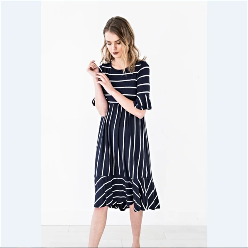 New style of European and American Fashion striped Printing dress for pregnant Women maternity dresses for photo shoot sukienki