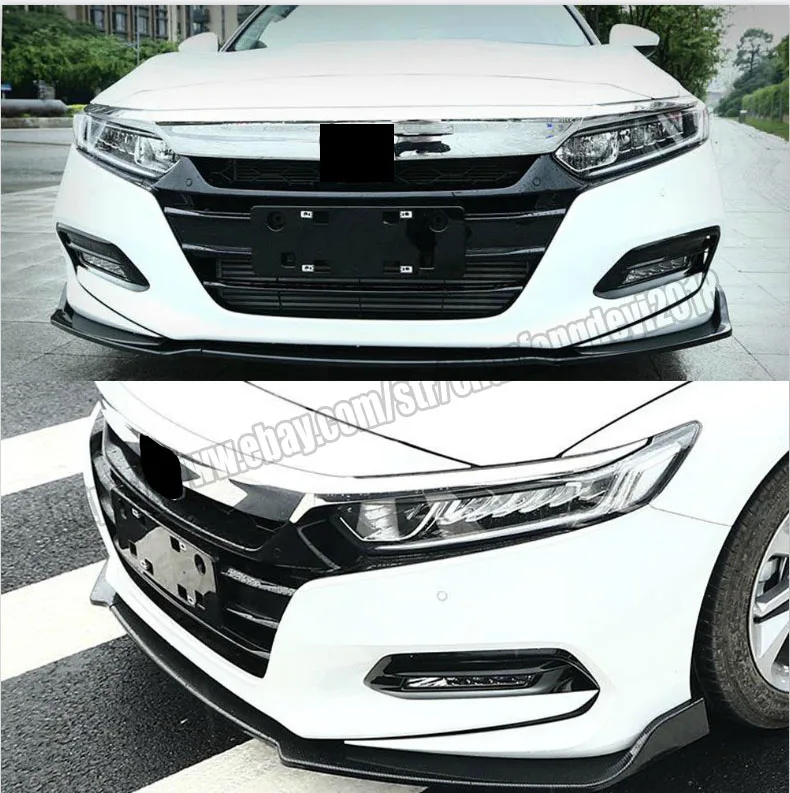 ForHondaAccord- JDM 3PC стиль глянцевый черный передний бампер для губ сплиттер