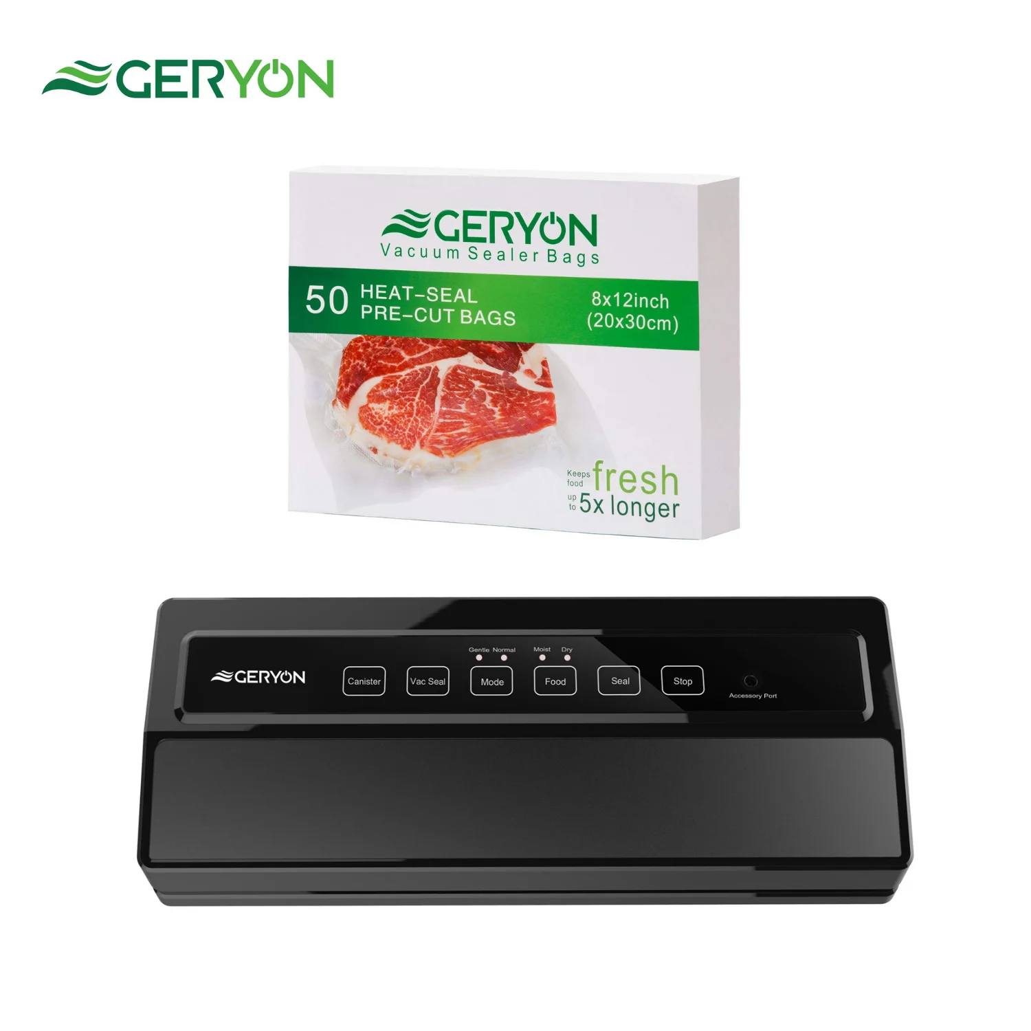 

GERYON Automatic Vacuum Sealer Machine With Food Grade Vacuum Bags 7.8 x11.8 Inch 50 count ideal for Food Saver
