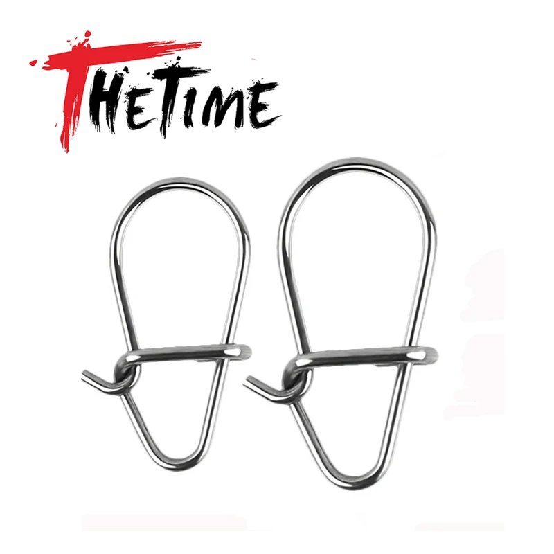 THETIME 100pcs Hooked Snap Pin Stainless Steel Fishing Barrel Swivel Safety  Snaps Hook Lure Accessories Connector Snap Pesca