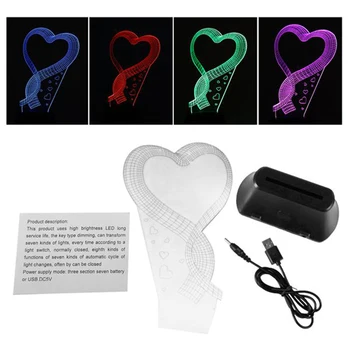 

Heart-Shaped Creative 3D Colorful Visual Stereo Light LED Personalized Table Lamp