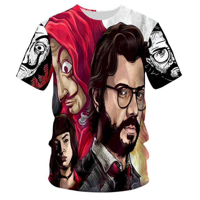 UJWI  3D Print Money Heist  Bella Ciao Casual T-shirts Men/Women The paper house  Summer Short Sleeve Mellet T-Shirts  Drop Ship