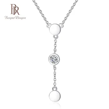 

Bague Ringen Solid 925 Silver Fine Jewelry Long Round Pendant Necklace Trendy Simple Clavicle Necklace for Women Anniversary