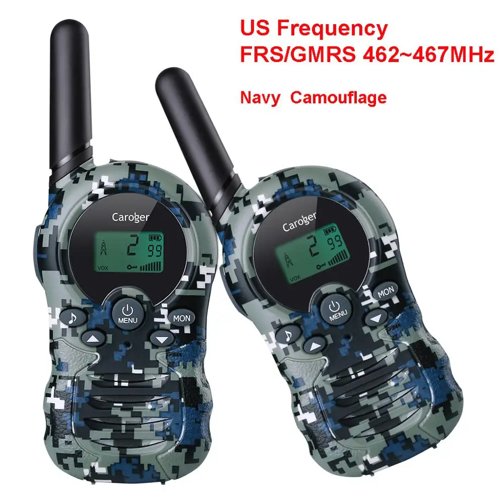 US Navy Camouflage Caroger 22/8 канал 2 шт. иди и болтай Walkie Talkie S FRS/GMRS 462/467/446 МГц двухстороннее радио 2 км Диапазон ручной домофон с камуфляжным принтом - Цвет: US Navy Camouflage