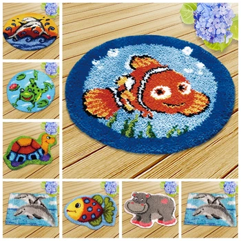 

Animals Needlework Mat Button Cushion Latch Hook Cushion Kit Almofadas Klink Haak Kussen Bloem Embroidery Cushions Sofa Shape 3D