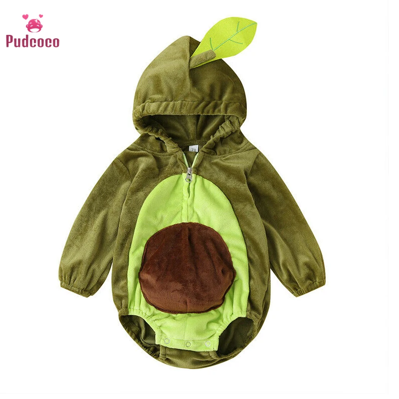 Pudcoco/Одежда для новорожденных мальчиков и девочек Теплый зимний комбинезон с капюшоном и длинными рукавами с авокадо INS для малышей от 6 до 24 месяцев, осенние детские костюмы