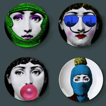 

Weird Lady Skull Plate Ceramic Wall Hanging Decorative Dish Creative Diy Wall Accessories Classical Morden Bar Hotel Home Decor