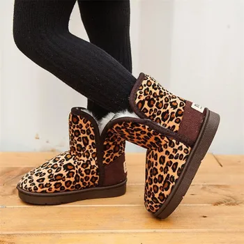 

Girls boots 2019 winter new leopard soft bottom non-slip children snow boots baby cotton boots fashion girls boots