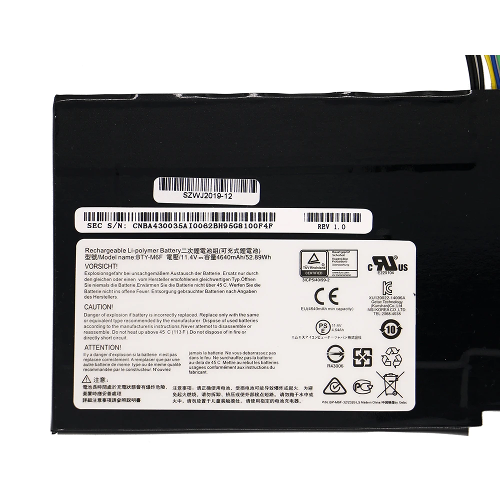 SHUOZB ноутбук Батарея BTY-M6F 11,4 V 4640 мА/ч, 52.89Wh для MSI GS60 2PL 2QE 6QE 6QC MS-16H2 2PE 2QC 6QC-257XCN серии