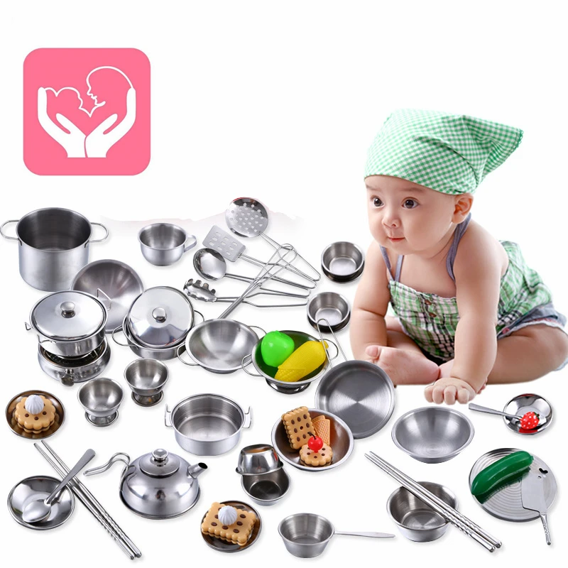 Steel Realistic Cooker Kid's Kitchen Toys Pretend Play Anti-fall Stainless Educational Children New Year Baby Girl Birthday Gift (2)