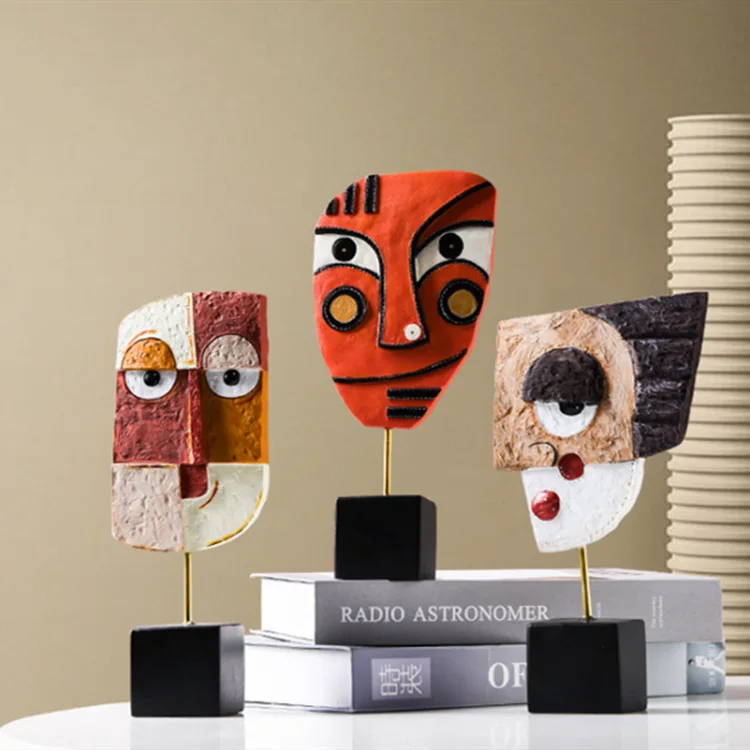 

Modern Resin Statue Sculpture Creative Abstract Sculpture Face Art Crafts Cabinet Decorative Cartoons Living Room Office Display