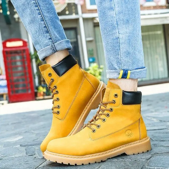 

Large Size New Style Couples WOMEN'S Shoes Versatile Short Martin Boots Chunky Heel Waterproof Platform Semi-high Heeled Rubber