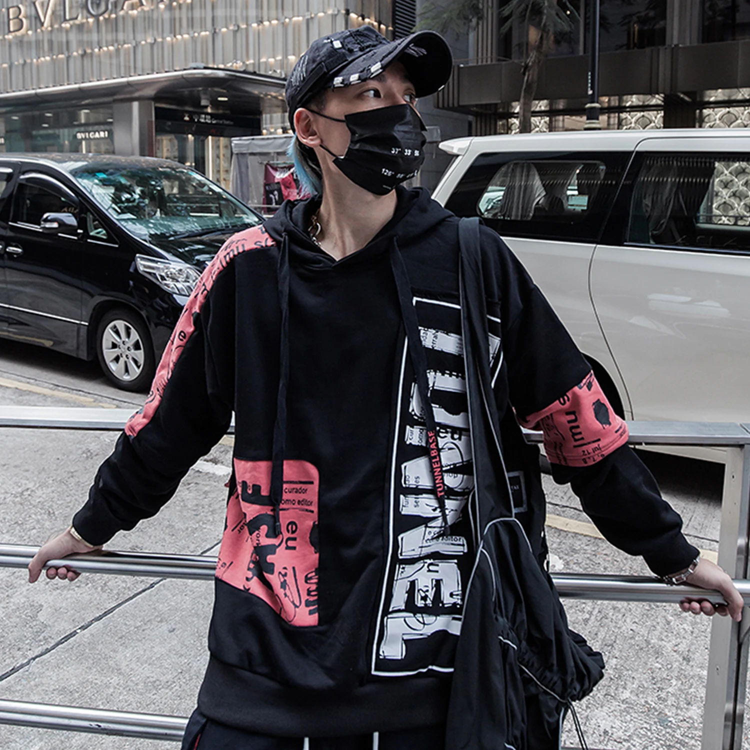 AELFRIC с буквенным принтом Лоскутные мужские толстовки с капюшоном Harajuku Уличная Повседневная хлопковая толстовка модные негабаритные с длинным рукавом