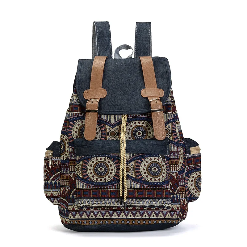 Vintage Backpack Schoolbag Rucksack Canvas High-Quality Women Rugzak