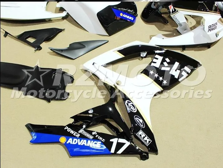 ABS инъекции обтекатели комплект подходит для SUZUKI GSX-R600 GSX-R750 K6 2006 2007 GSX-R600 k6 06 07 черный, белый цвет E4