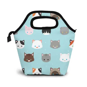 

Cat Pattern Lunch Bag Boxes Bags Portable Insulated Picnic Food Box for Women Men
